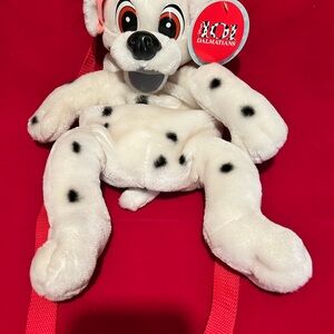 Vintage Disney Plush Dalmatian White and Black Backpack 🎒 Rare Collectible